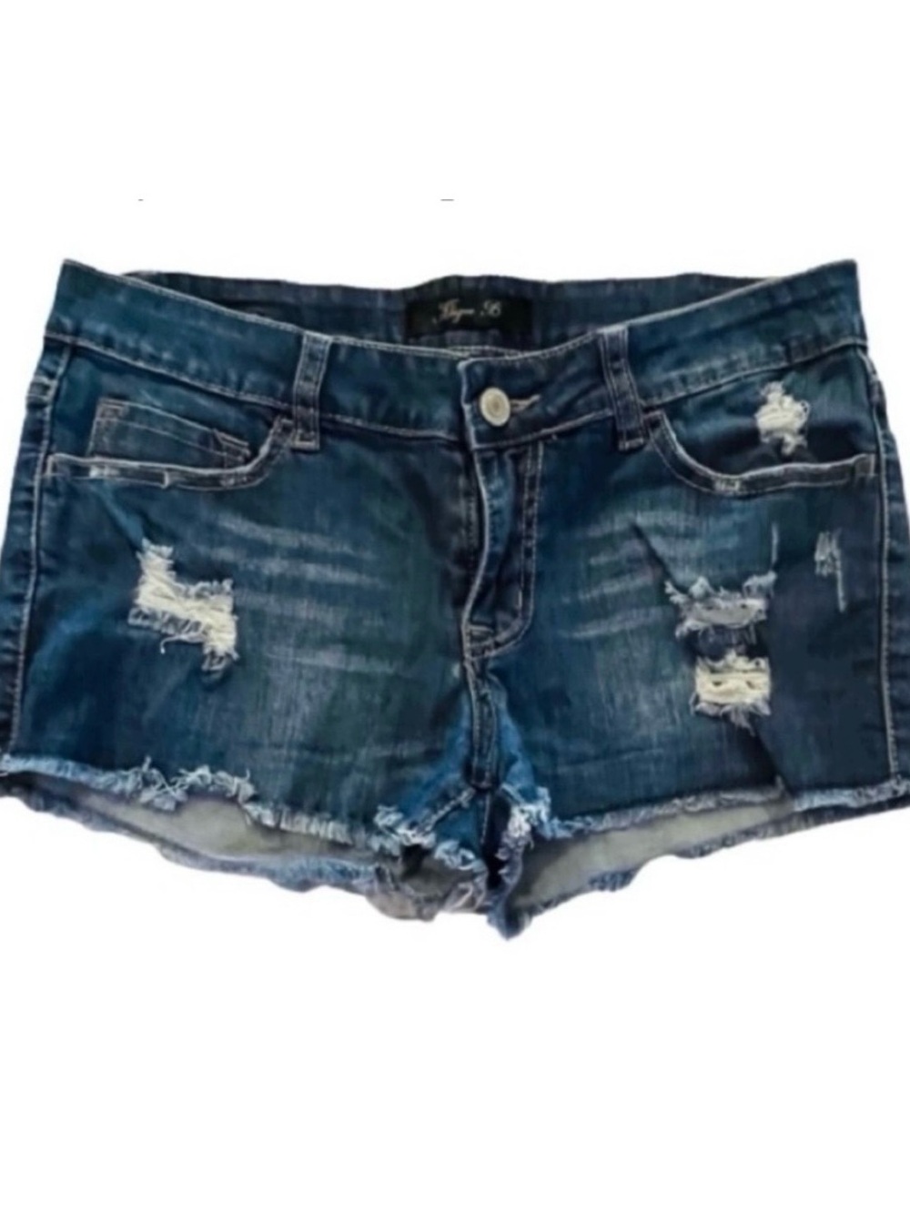 Klique B- Distressed Frayed Hem Denim Shorts. Size: medium